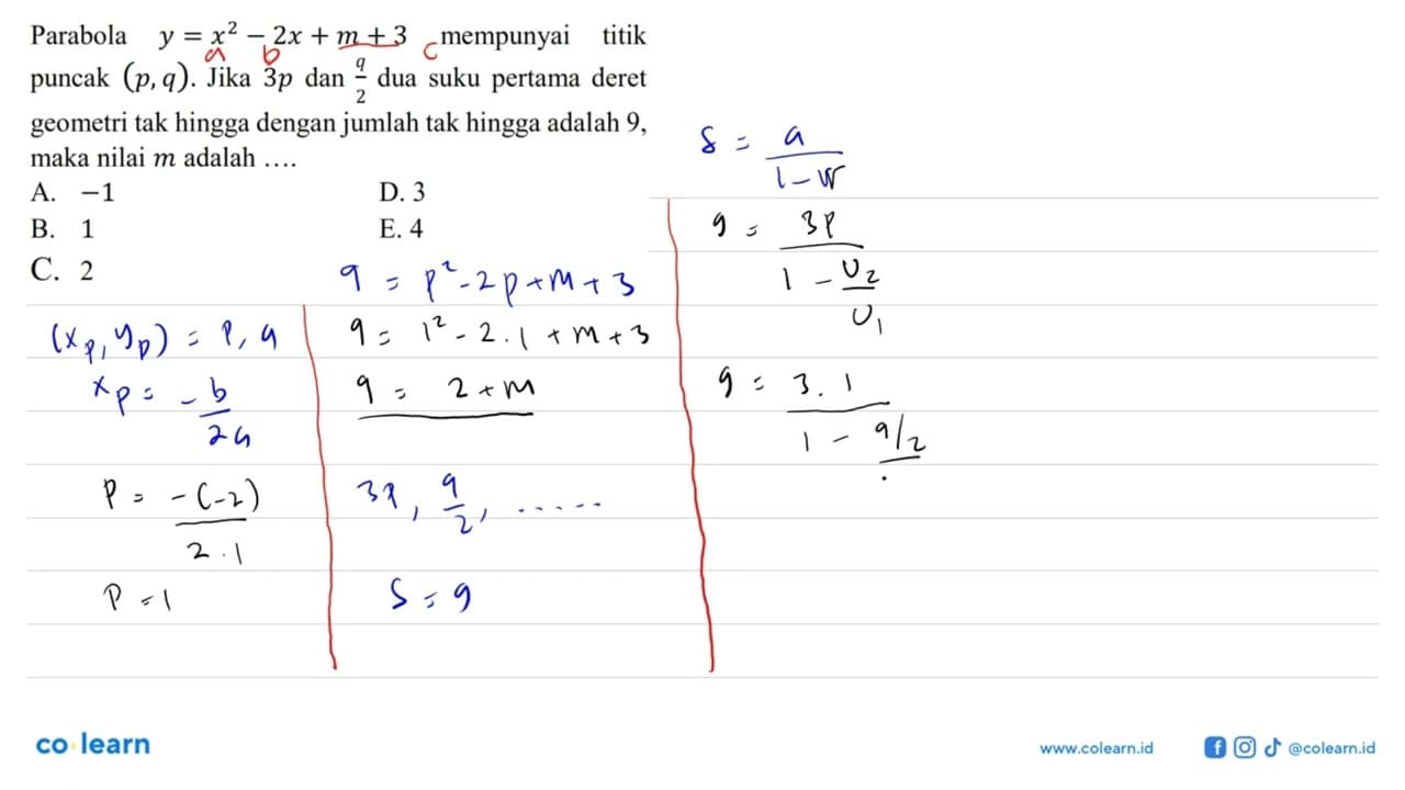 Jika grafik fungsi kuadrat f(x)=ax^2+bx+c mempunyai titik