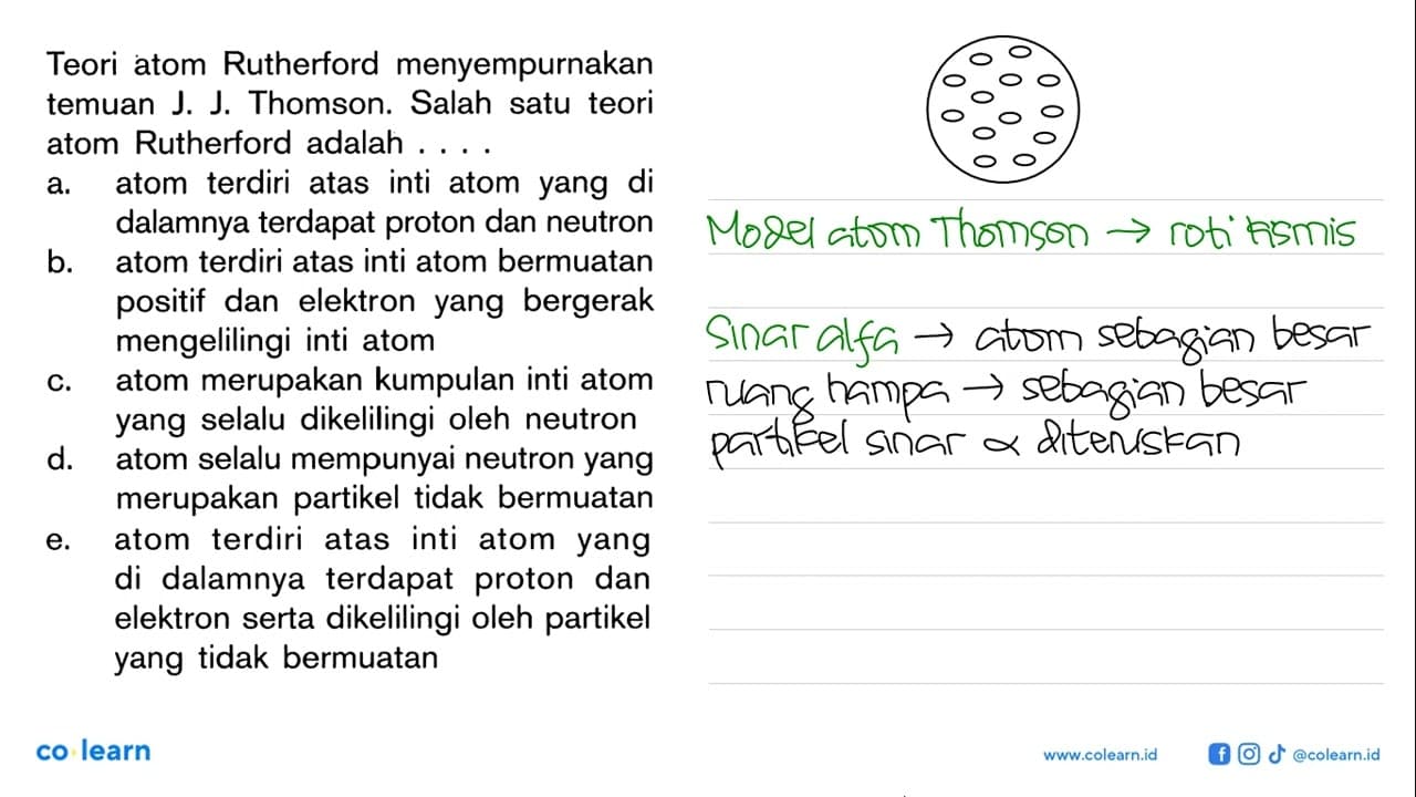 Teori atom Rutherford menyempurnakan temuan J; J Thomson.