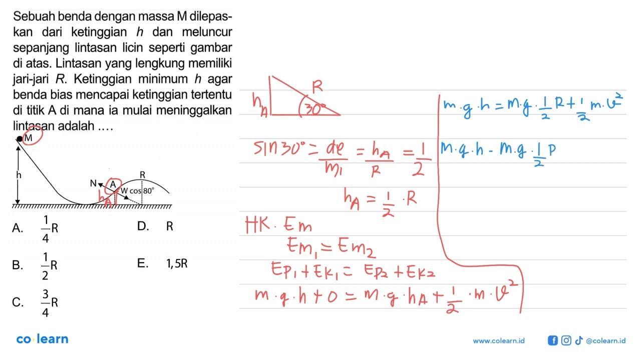 Sebuah benda dengan massa M dilepaskan dari ketinggian h