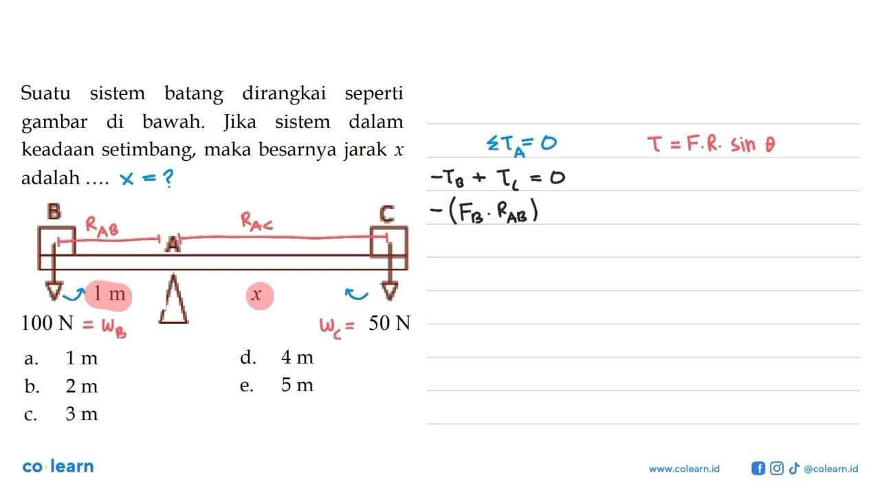 Suatu sistem batang dirangkai seperti gambar di bawah. Jika