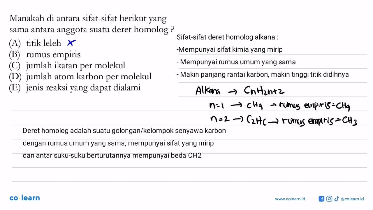 Manakah di antara sifat-sifat berikut yang sama antara