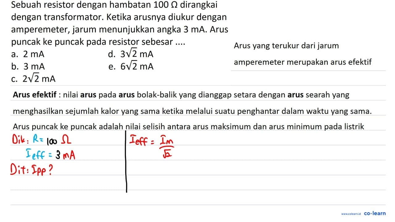 Sebuah resistor dengan hambatan 100 Omega dirangkai dengan