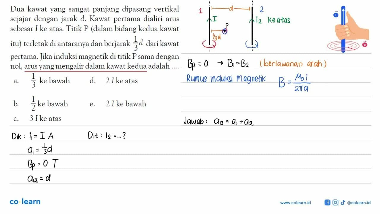 Dua kawat yang sangat panjang dipasang vertikal sejajar