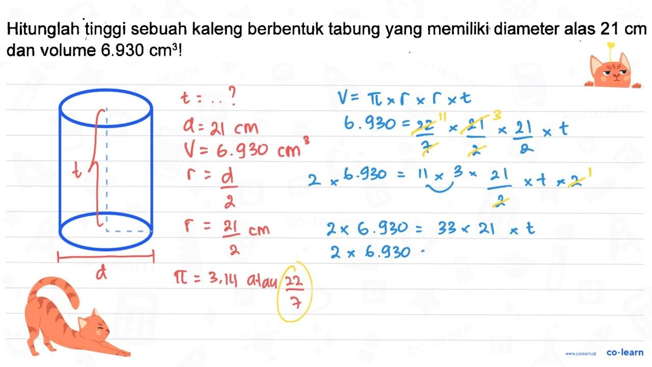 Hitunglah tinggi sebuah kaleng berbentuk tabung yang