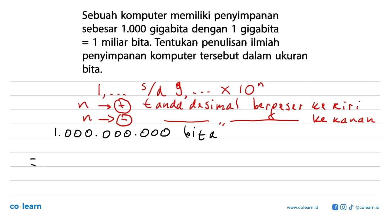 Sebuah komputer memiliki penyimpanan sebesar 1.000 gigabita