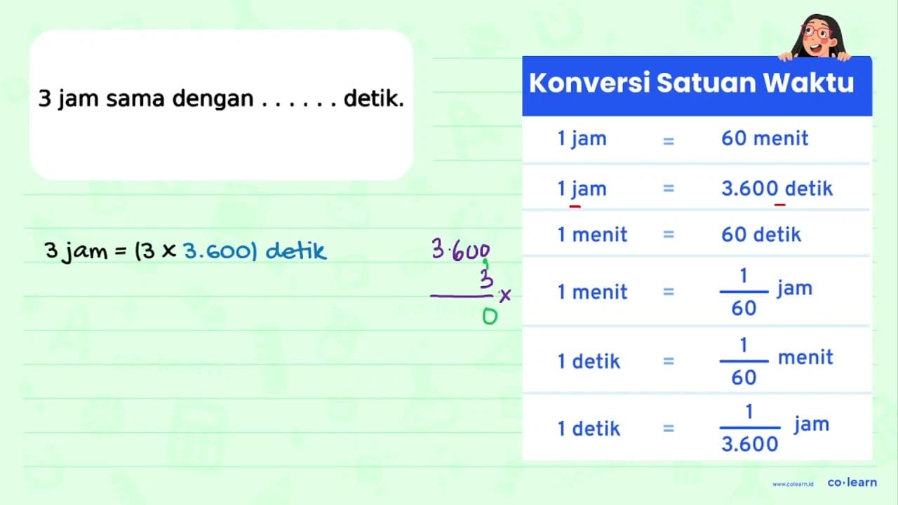 3 jam sama dengan detik.