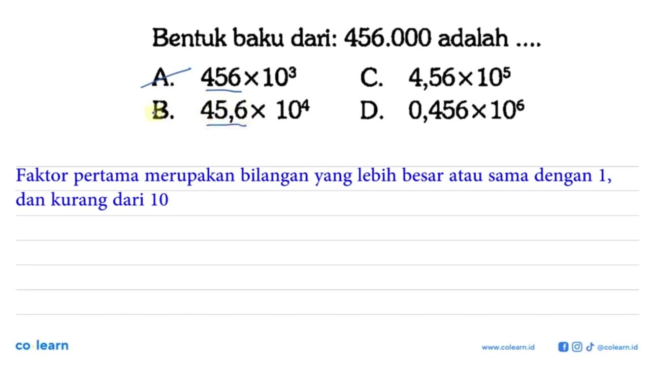 Bentuk baku dari: 456.000 adalah