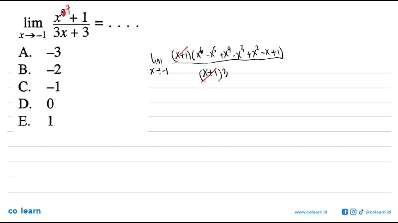 lim x ->-1 (x^8+1)/(3x+3)=...