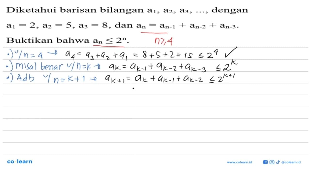 Diketahui barisan bilangan dengan a1, a2, a3,... dengan a1