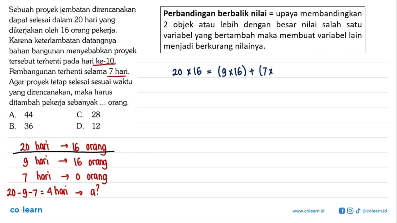 Sebuah proyek jembatan direncanakandapat selesai dalam 20