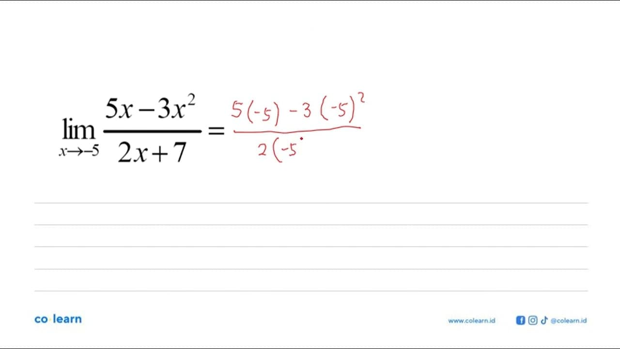 lim x ->-5 (5x-3x^2)/(2x+7)=