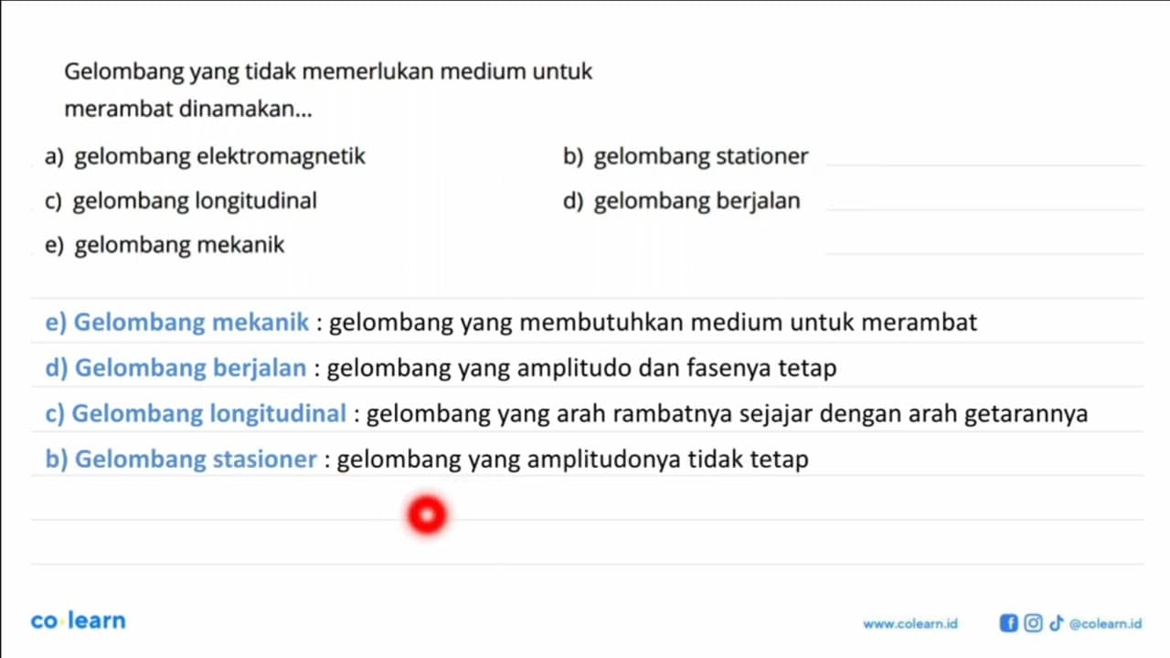 Gelombang yang tidak memerlukan medium untuk merambat