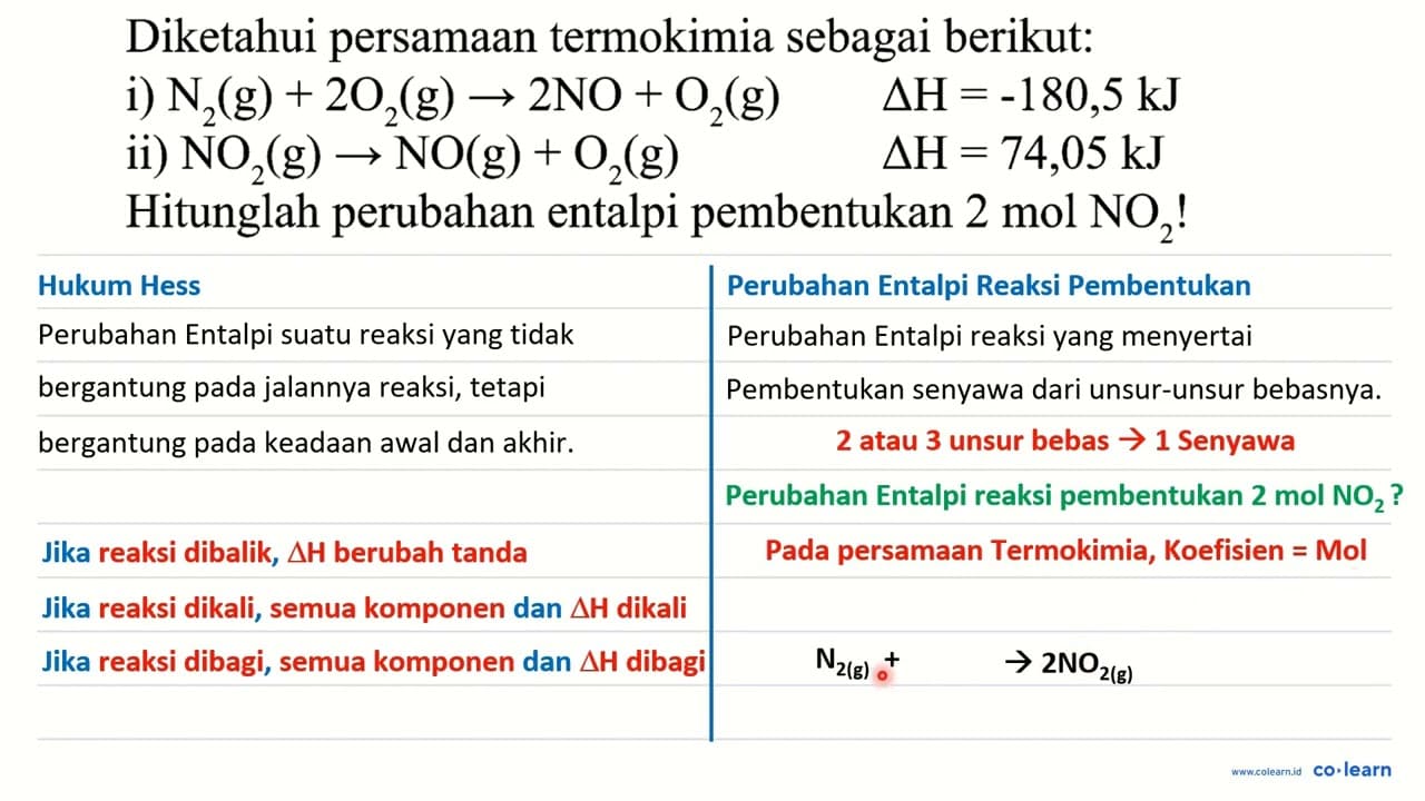 Diketahui persamaan termokimia sebagai berikut: i)