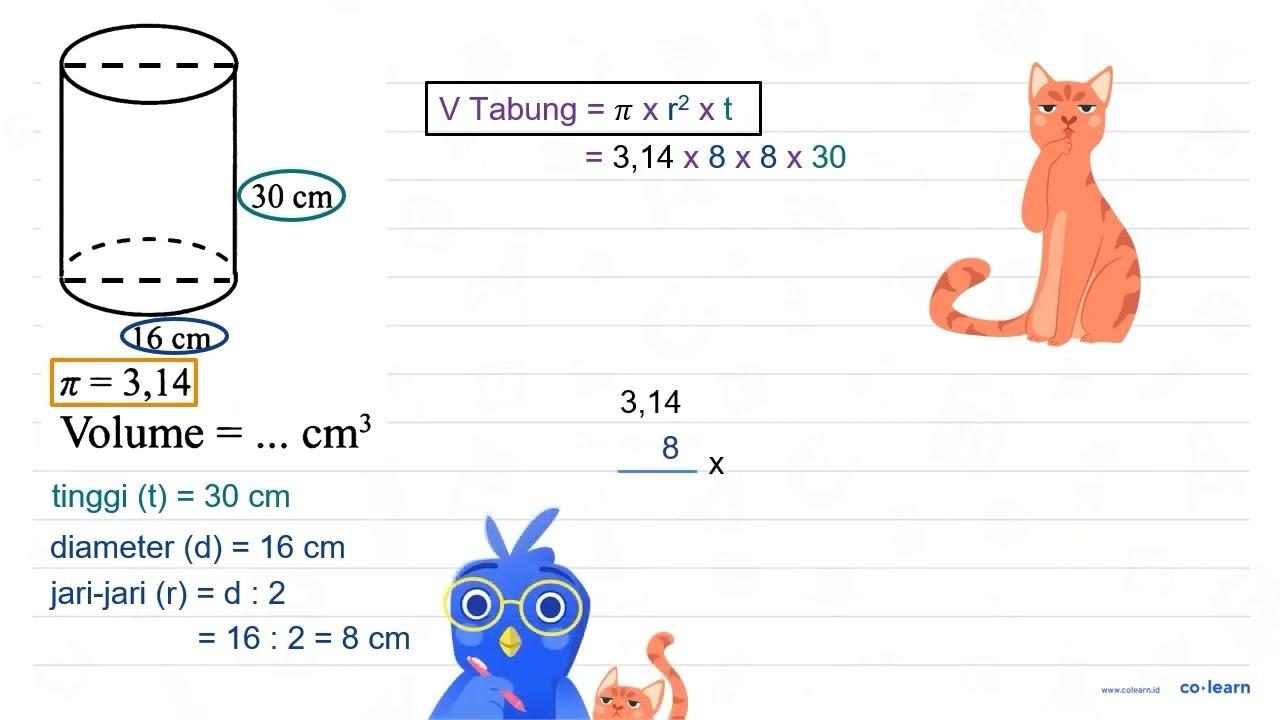 pi=3,14 Volume =... cm^(3)