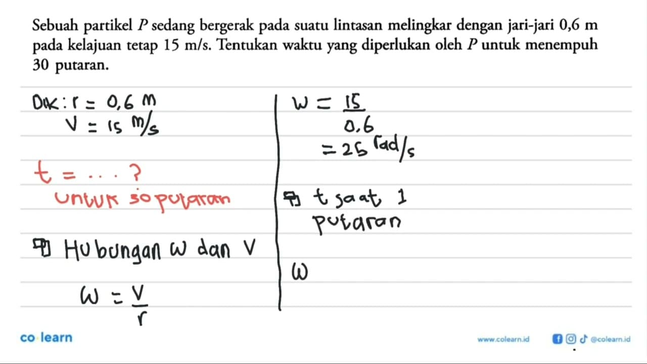 Sebuah partikel P sedang bergerak pada suatu lintasan