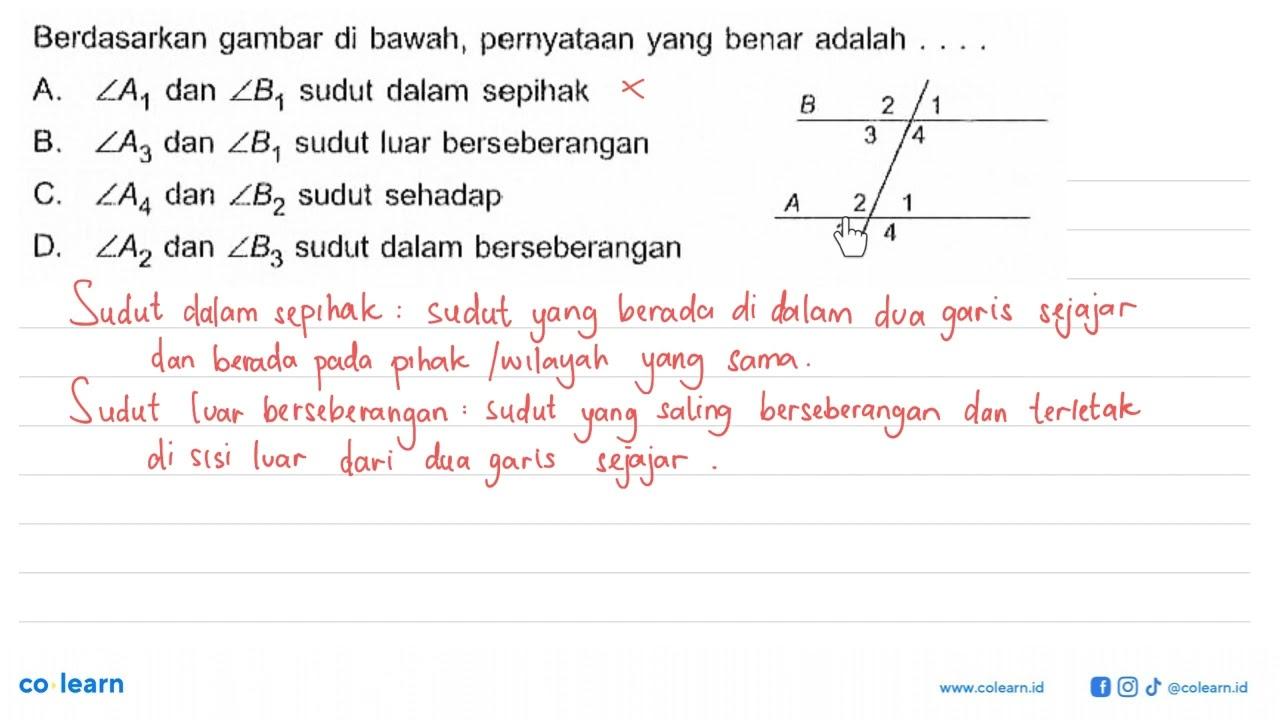 Berdasarkan gambar di bawah, pernyataan yang benar adalah