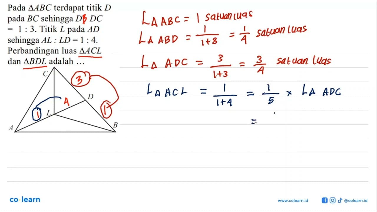 Pada segitiga ABC terdapat titik D pada BC sehingga D : DC