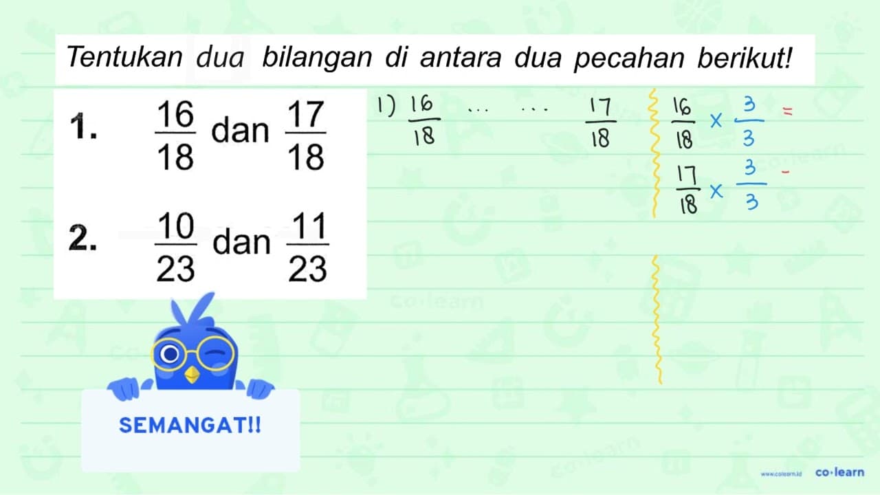 1. 16/18 dan 17/18 2. 10/23 dan 11/23