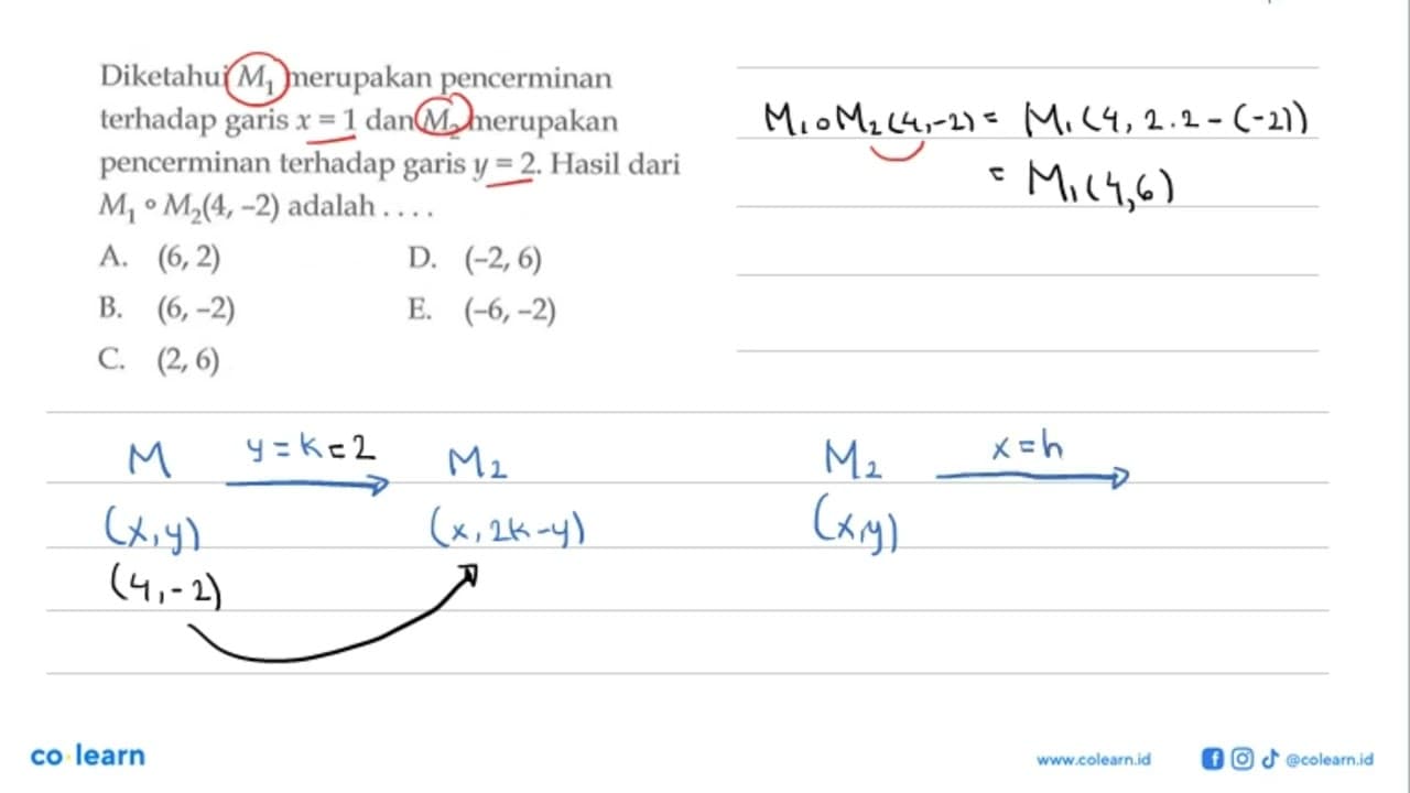 Diketahui M1 merupakan pencerminan terhadap garis x=1 dan