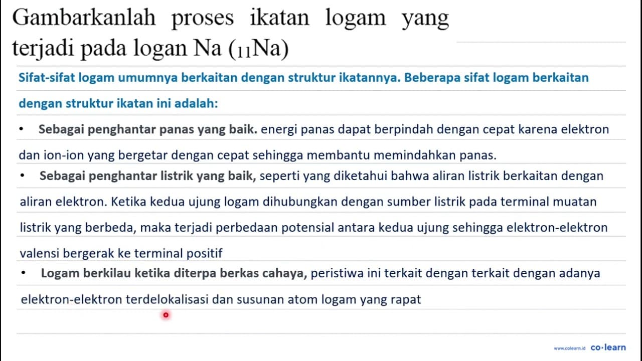 Gambarkanlah proses ikatan logam yang terjadi pada logan