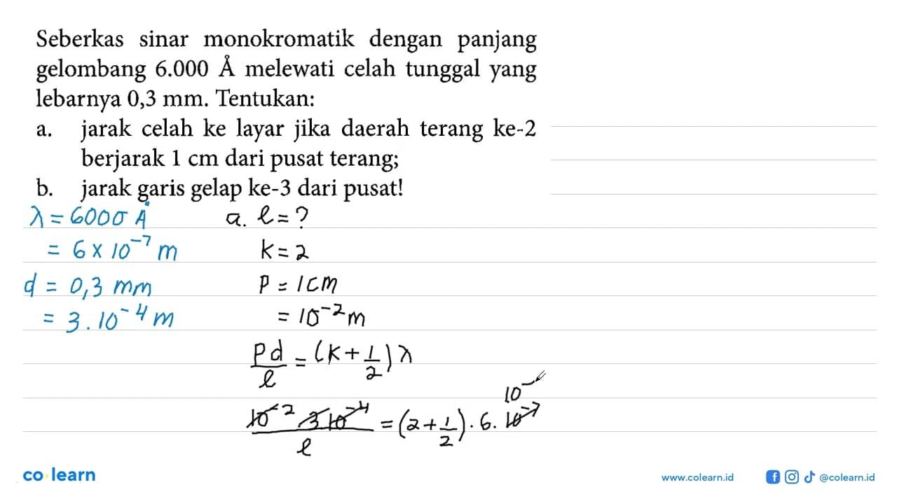 Seberkas sinar monokromatik dengan panjang gelombang 6.000