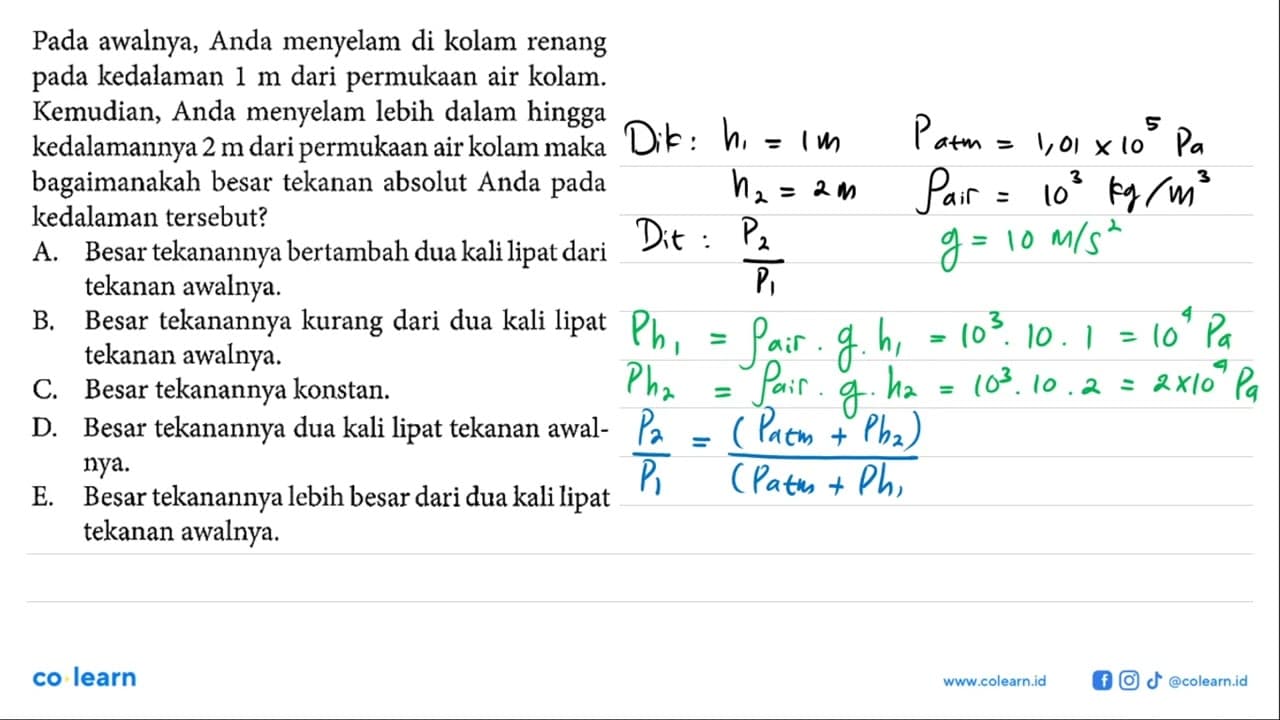 Pada awalnya, Anda menyelam di kolam renang pada kedalaman