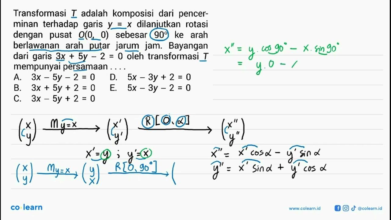 Transformasi T adalah komposisi dari pencerminan terhadap