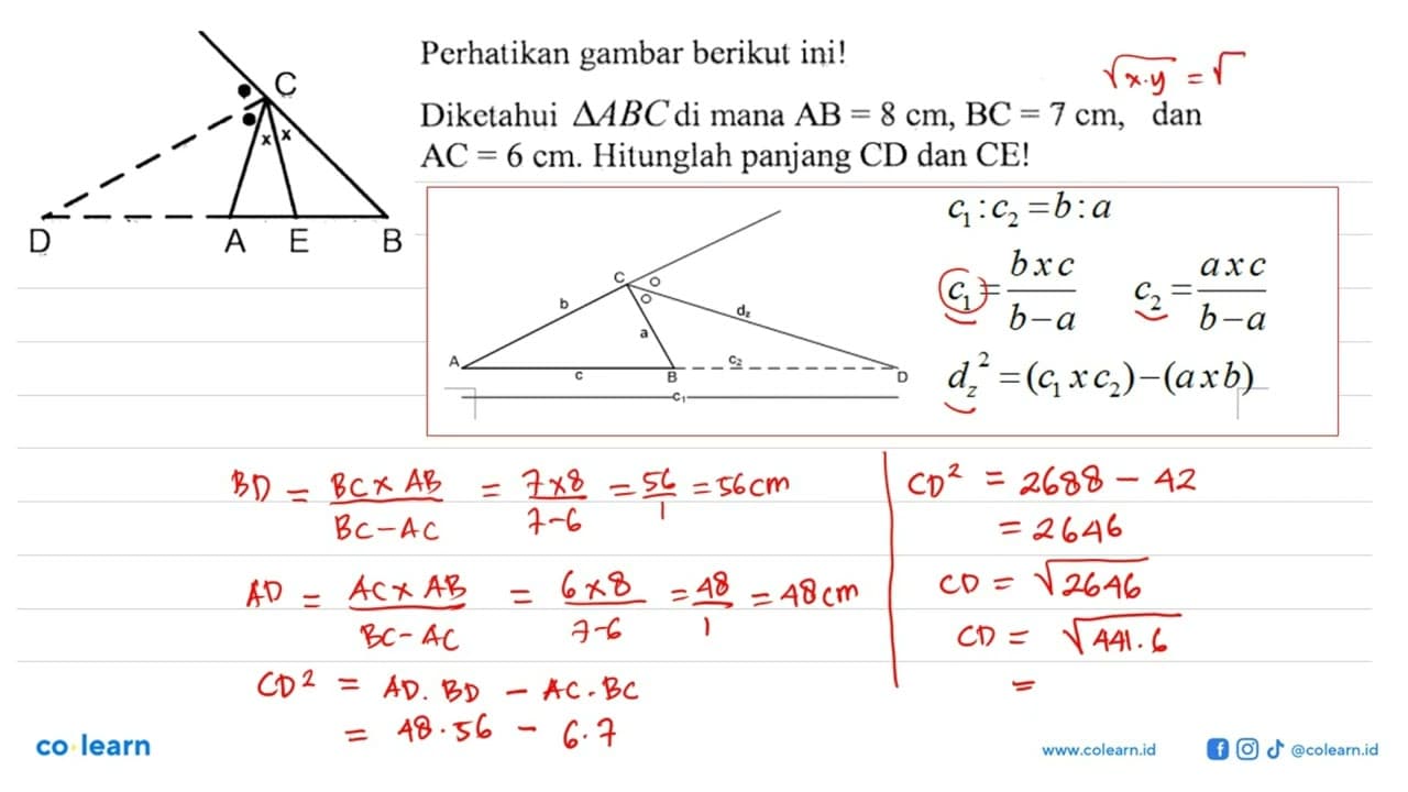 Perhatikan gambar berikut ini! Diketahui segitiga ABC di