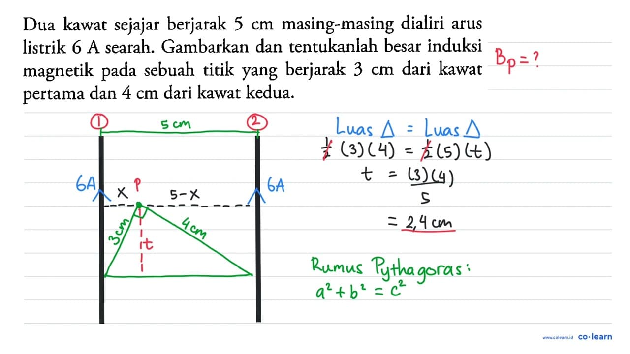 Dua kawat sejajar berjarak 5 cm masing-masing dialiri arus
