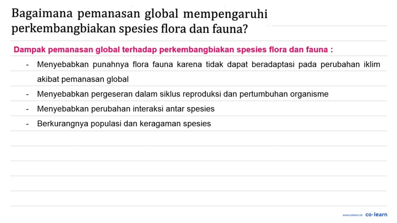 Bagaimana pemanasan global mempengaruhi perkembangbiakan