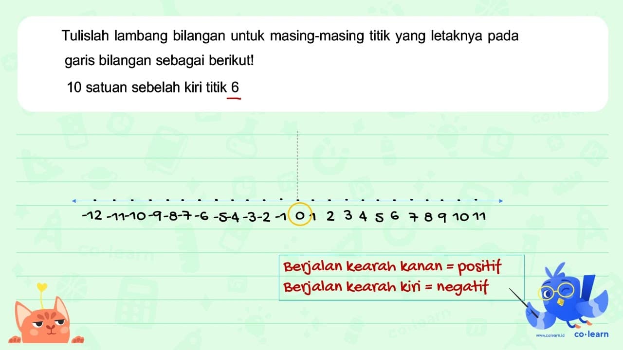 Tulislah lambang bilangan untuk masing-masing titik yang