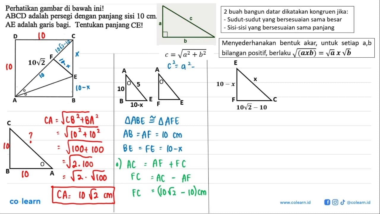 Perhatikan gambar di bawah ini!ABCD adalah persegi dengan