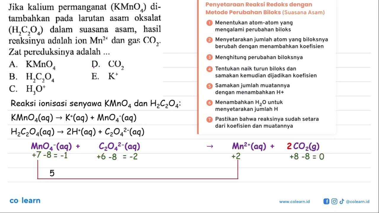 Jika kalium permanganat (KMnO4) ditambahkan pada larutan