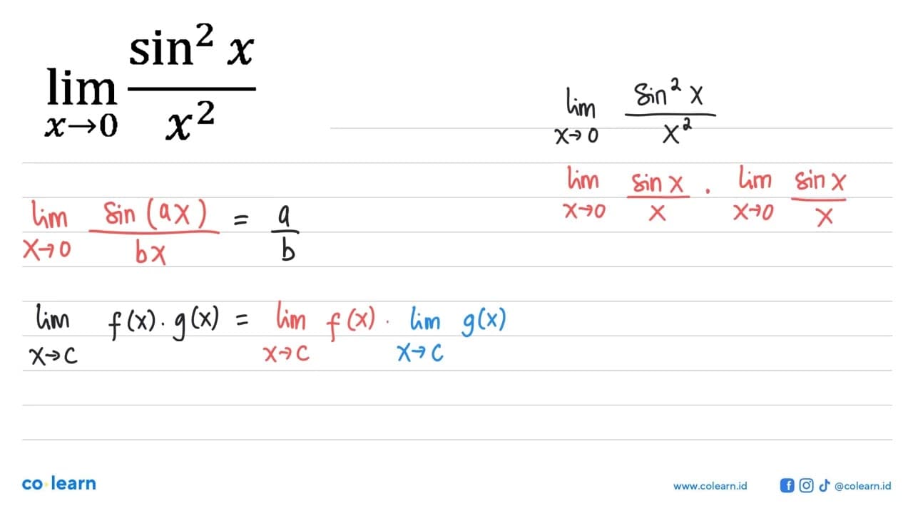 lim x->0 sin^2x/x^2