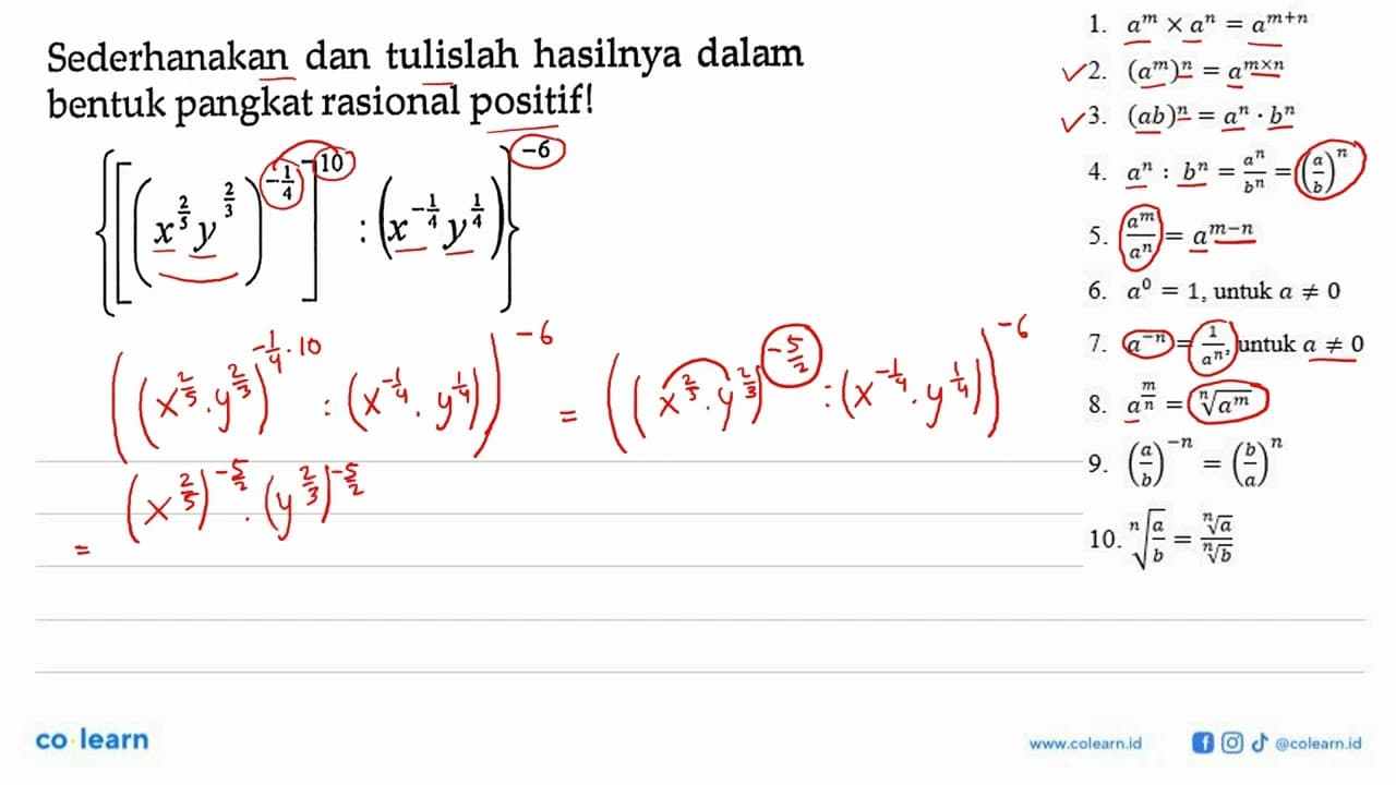 Sederhanakan dan tulislah hasilnya dalam bentuk pangkat