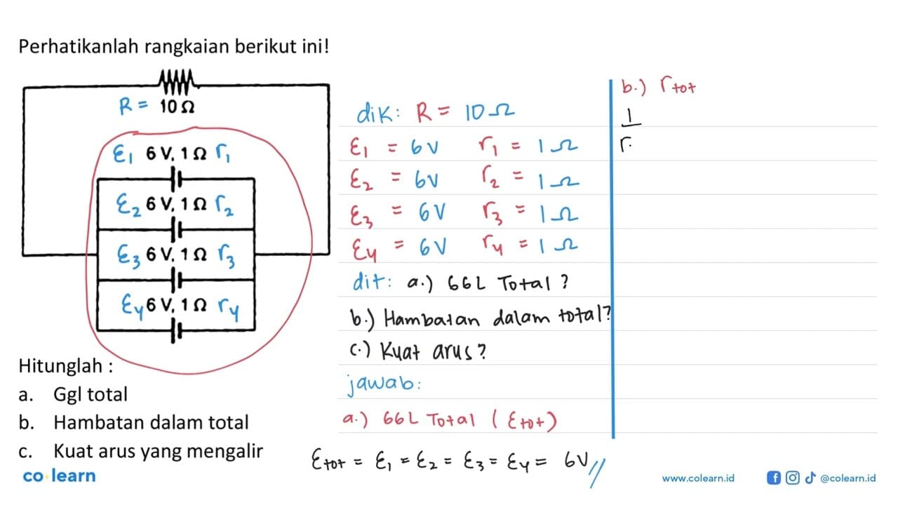 Perhatikanlah rangkaian berikut ini! 10 Ohm 6 V, 1 Ohm 6 V,