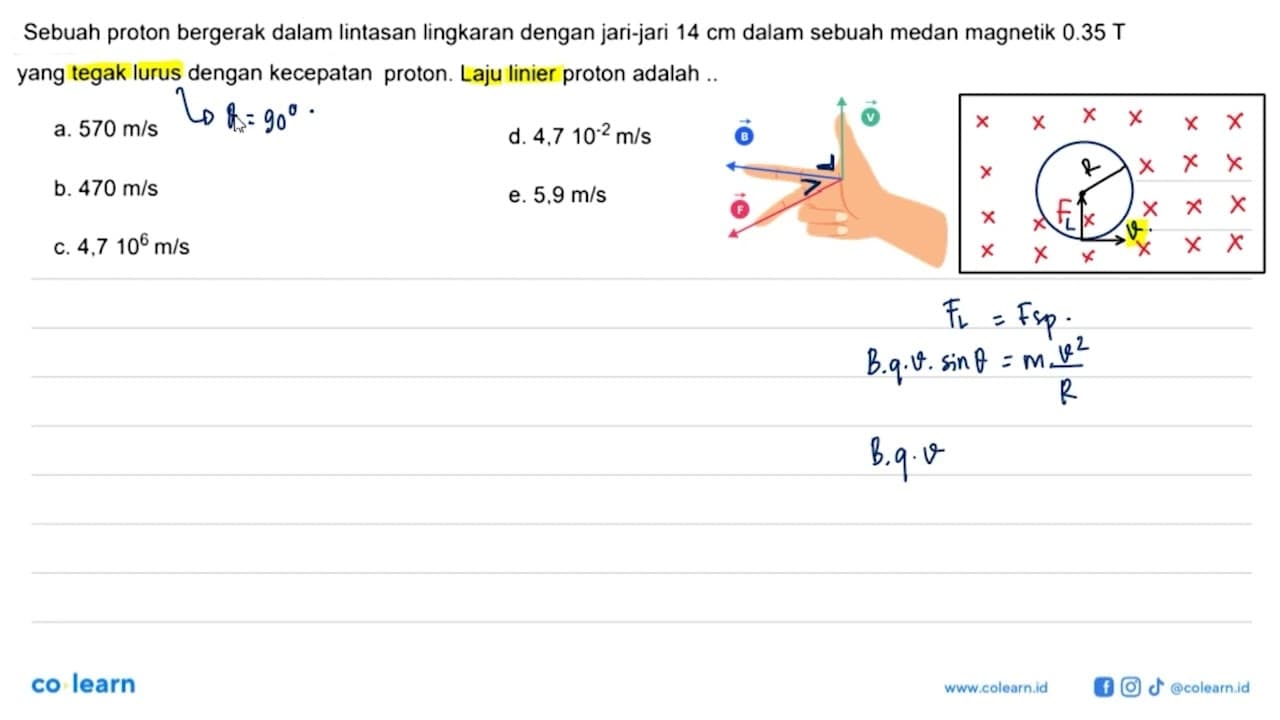 Sebuah proton bergerak dalam lintasan lingkaran dengan