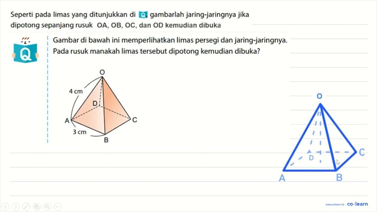 Seperti pada limas yang ditunjukkan di , gambarlah