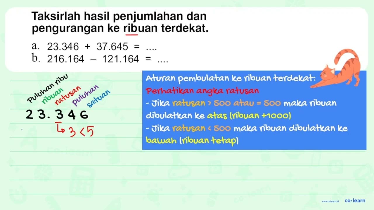 Taksirlah hasil penjumlahan dan pengurangan ke ribuan