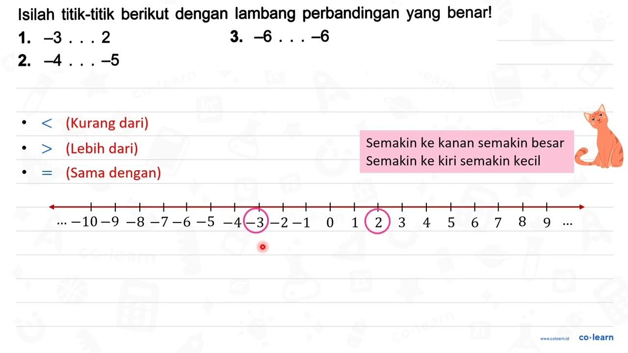 Isilah titik-titik berikut dengan lambang perbandingan yang