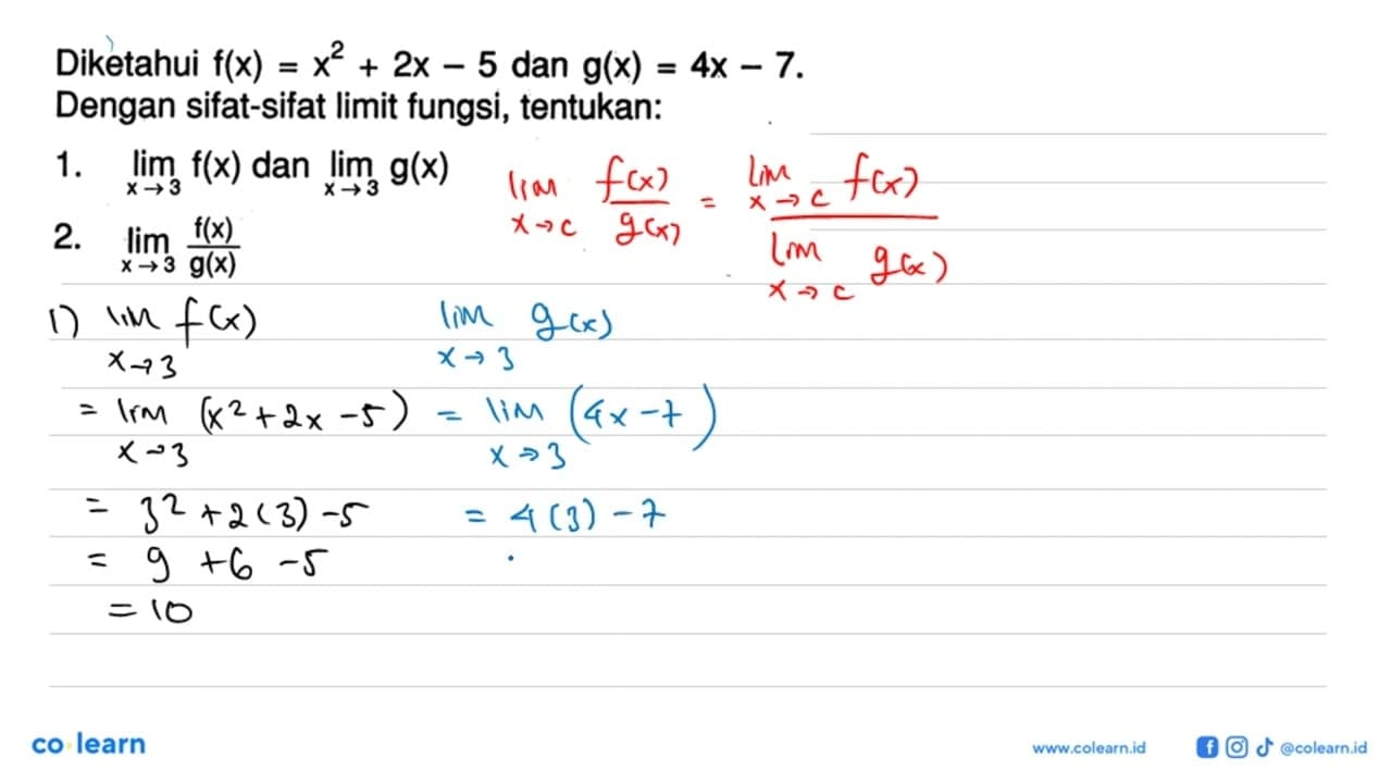 Diketahui f(x) = x^2+2x-5 dan g(x) = 4x-7. Dengan