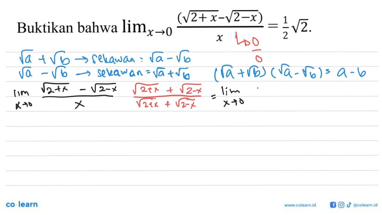 Buktikan bahwa limit x->0