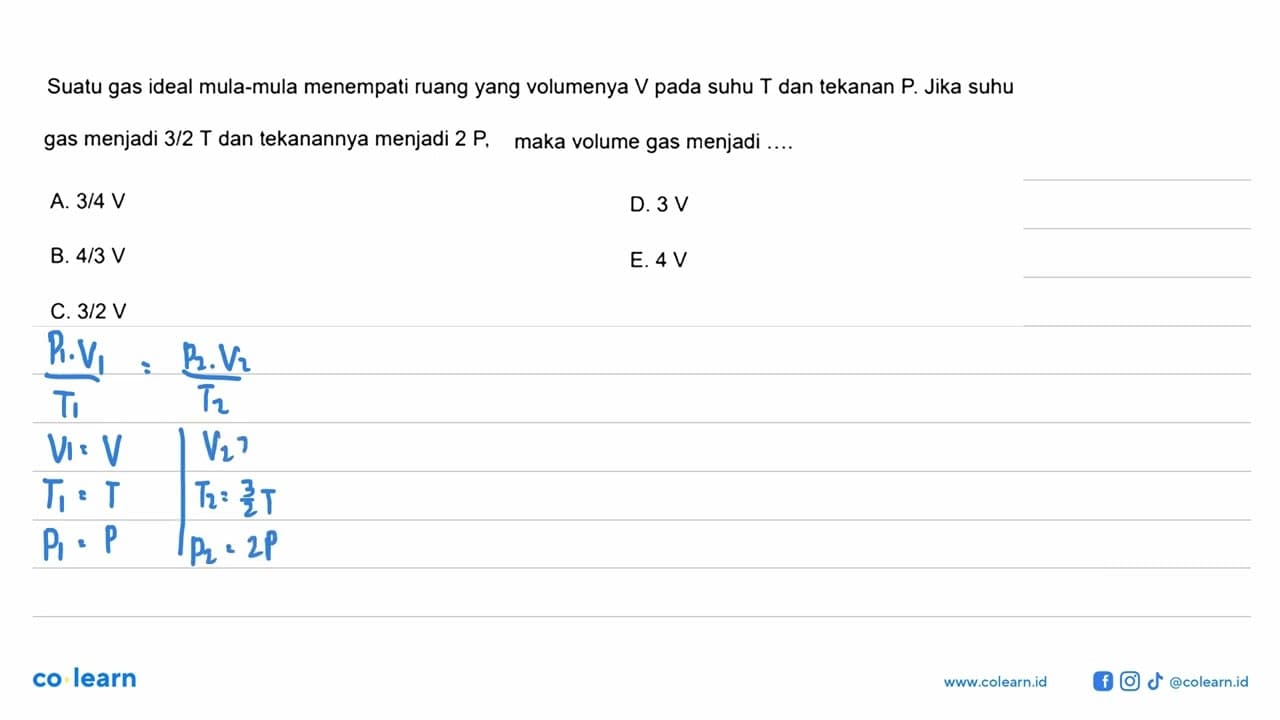 Suatu gas ideal mula-mula menempati ruang yang volumenya V