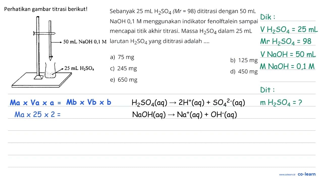 Perhatikan gambar titrasi berikut! Sebanyak 25mL