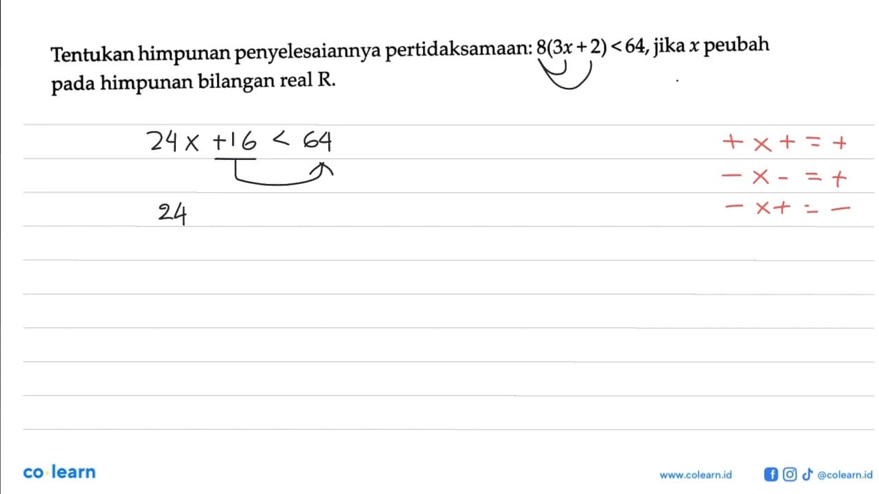 Tentukan himpunan penyelesaiannya pertidaksamaan: