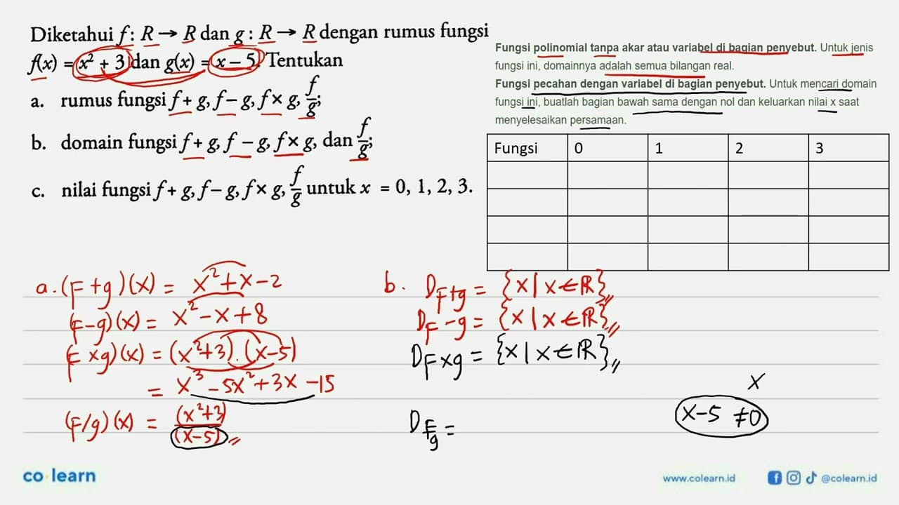 Diketahui f:R->R dan g:R->R dengan rumus fungsi f(x)=x^2+3