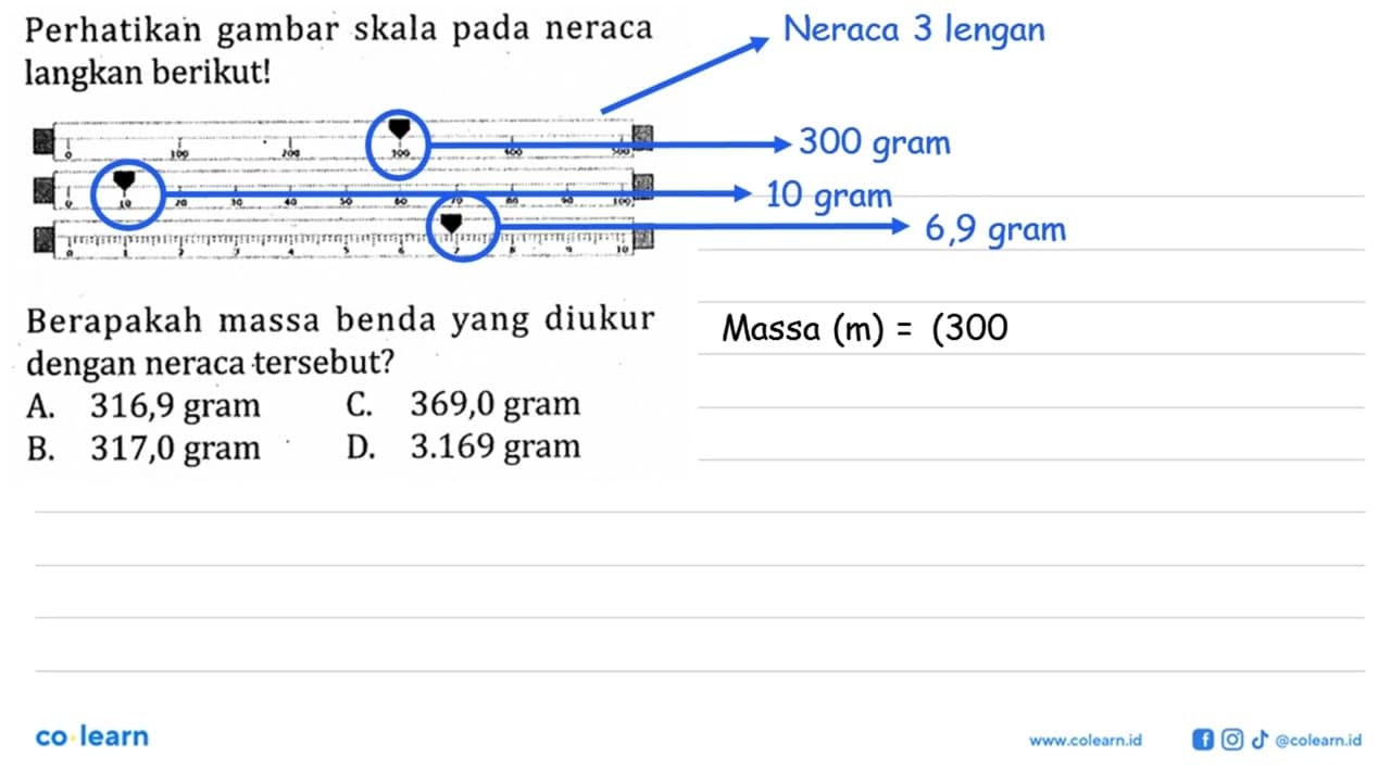 Perhatikan gambar skala pada neraca langkan berikut!