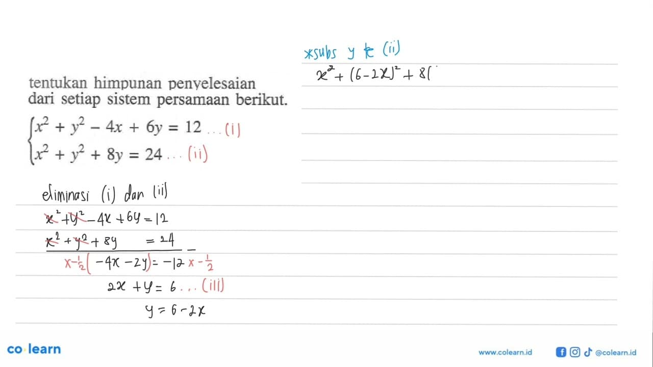 tentukan himpunan penyelesaian dari setiap sistem persamaan