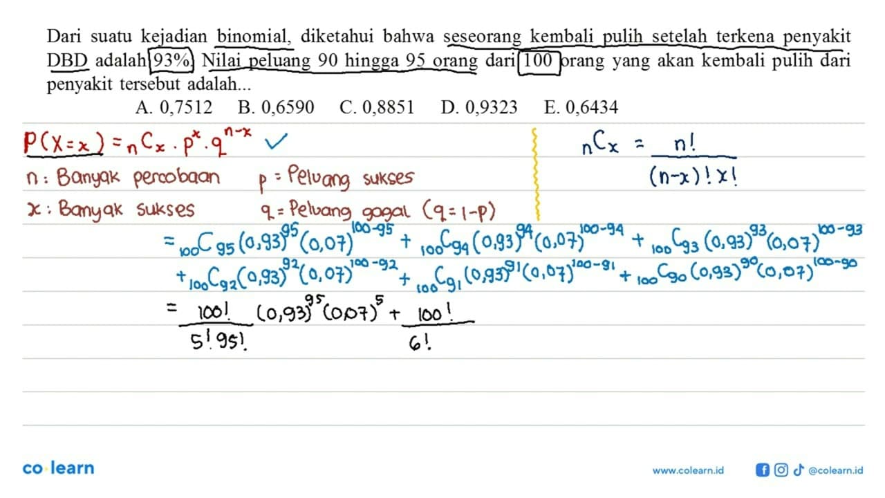 Dari suatu kejadian binomial, diketahui bahwa seseorang