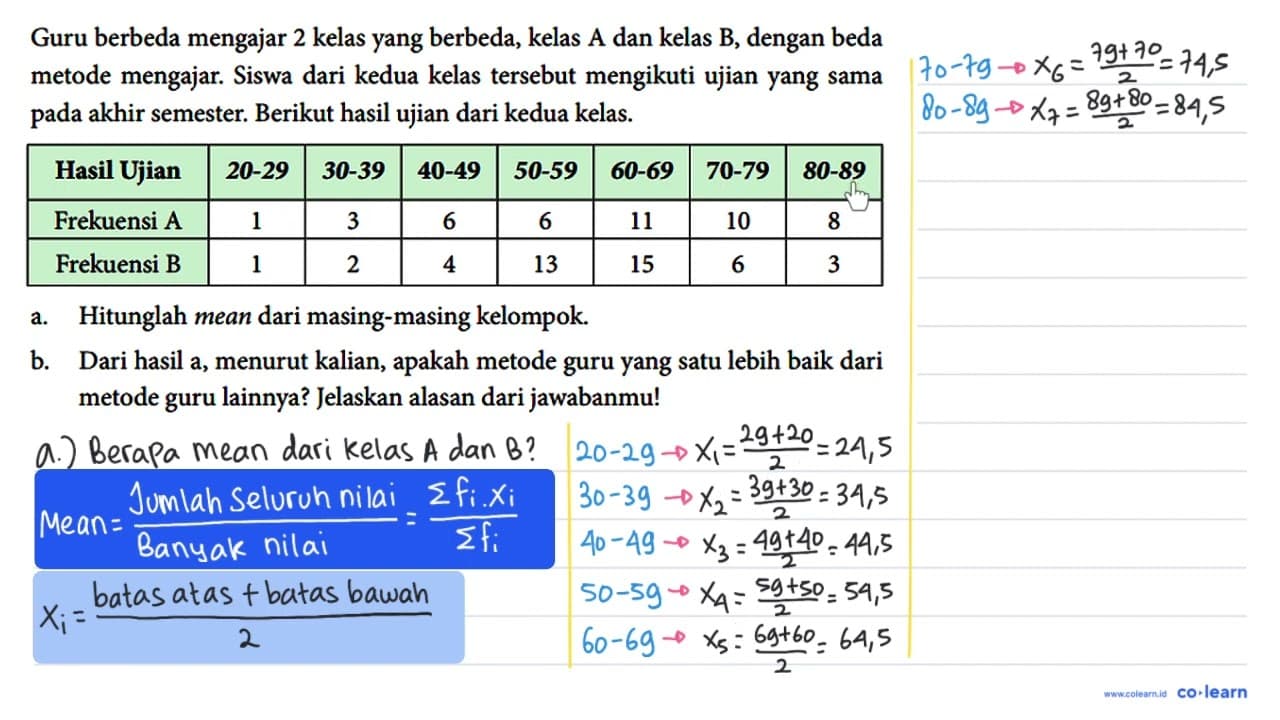 Guru berbeda mengajar 2 kelas yang berbeda, kelas A dan